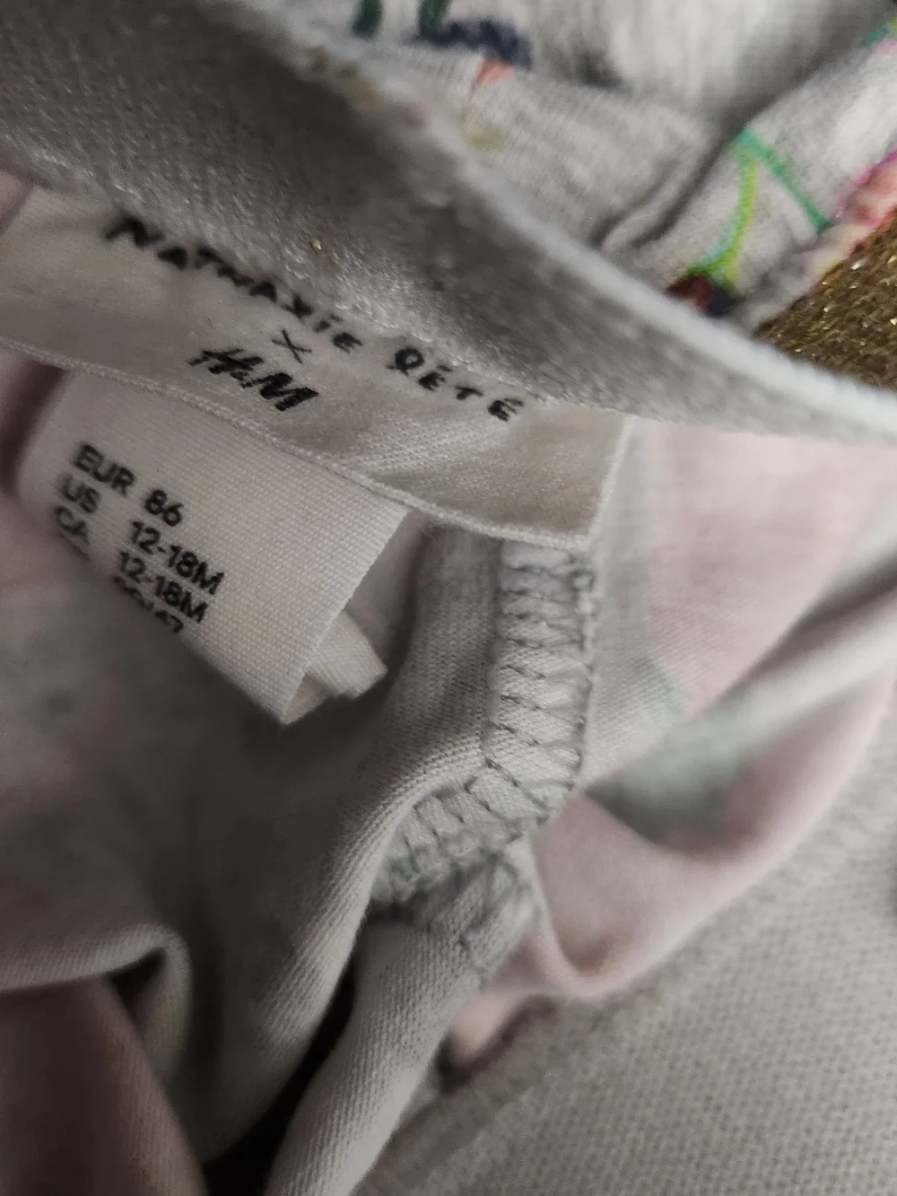 H&M Pale Pink Floral Tee and Leggings Set with Gold Accent
